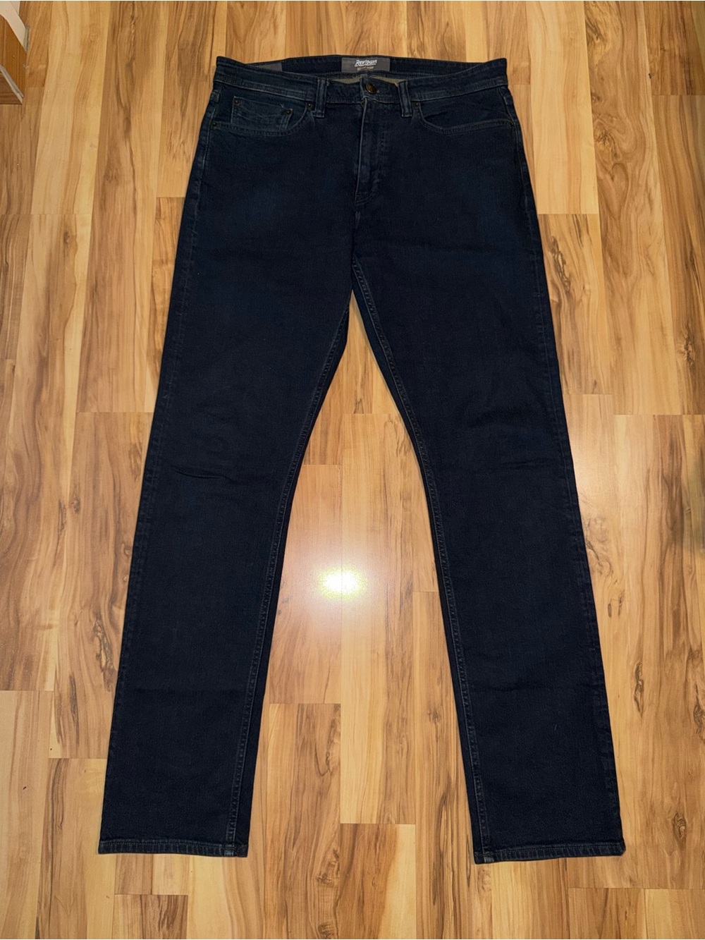 Revtown Jeans Sharp Decade Denim Mid Rise Dark Indigo Straight Slim Mens 34x34